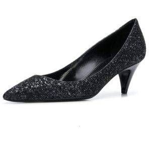 XYD Low Kitten Heels Pointed Toe Pumps Sleek Patent Leather Shoes